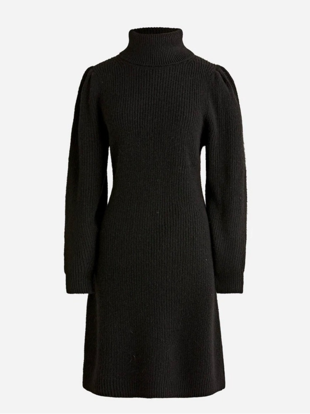 J. Crew Black puff sleeve Ribbed turtleneck Knit sweater dress